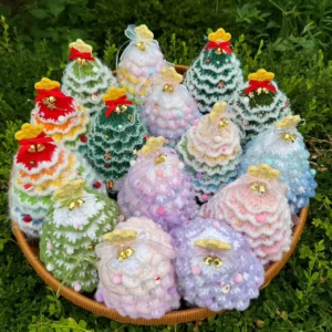 Handmade Crochet Christmas Tree, One Piece