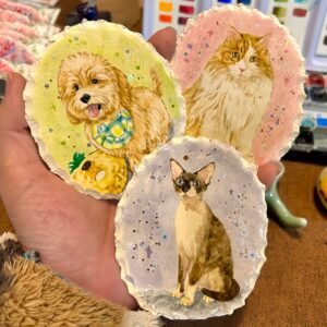 Custom Pet Portrait Fridge Magnet, Handmade Stone Polymer Clay Magnet, Personalized Dog Cat Fridge Decor Gift